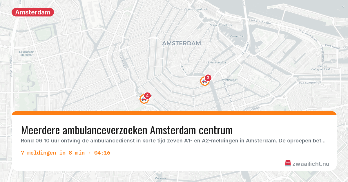 Kaart van de activiteitspiek bij Amsterdam