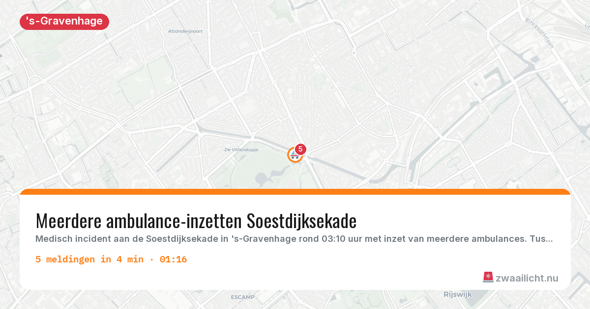 Kaart van de activiteitspiek bij 's-Gravenhage