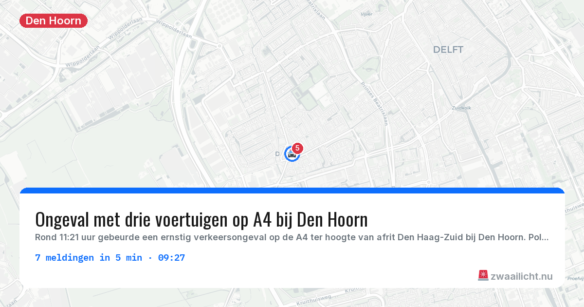 Kaart van de activiteitspiek bij Den Hoorn