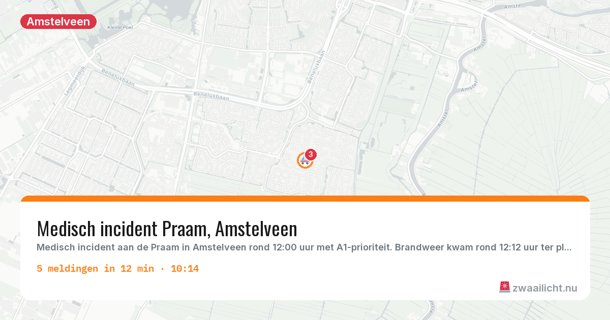 Kaart van de activiteitspiek bij Amstelveen