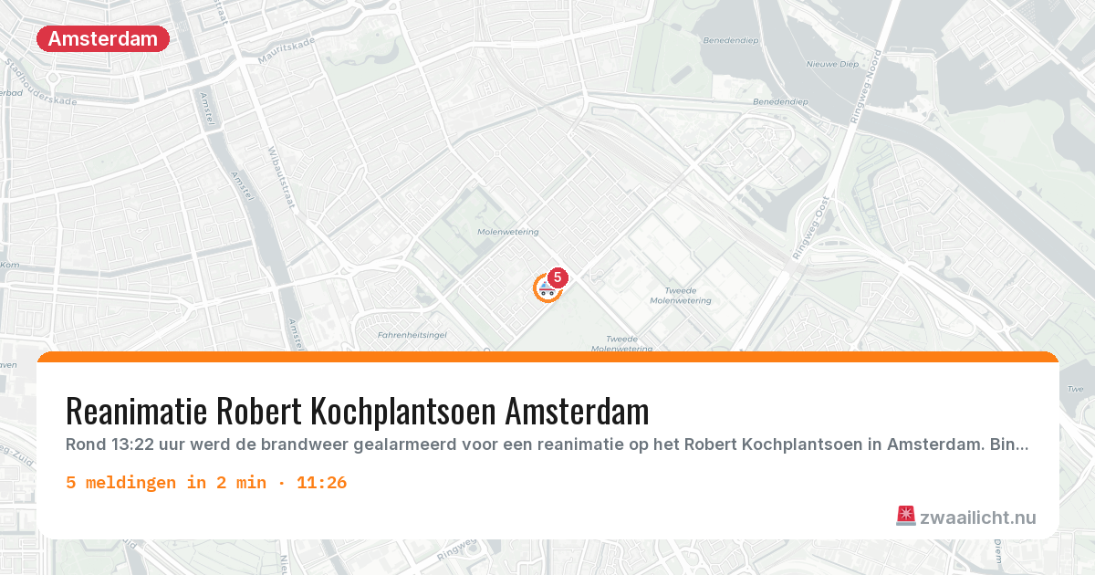 Kaart van de activiteitspiek bij Amsterdam
