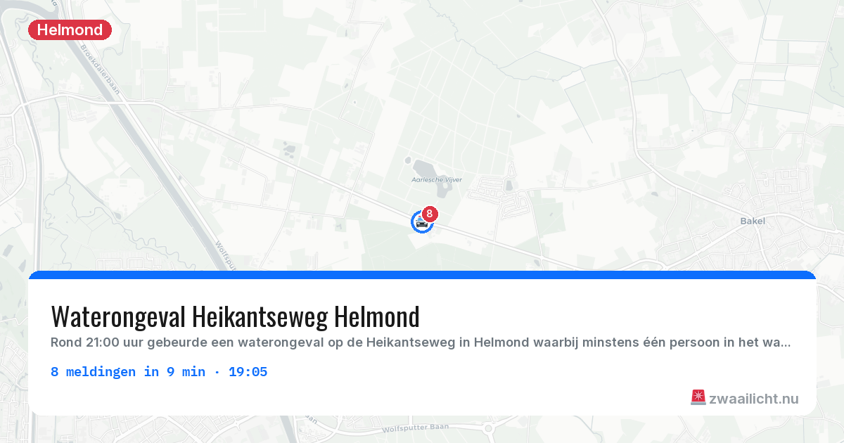Kaart van de activiteitspiek bij Helmond