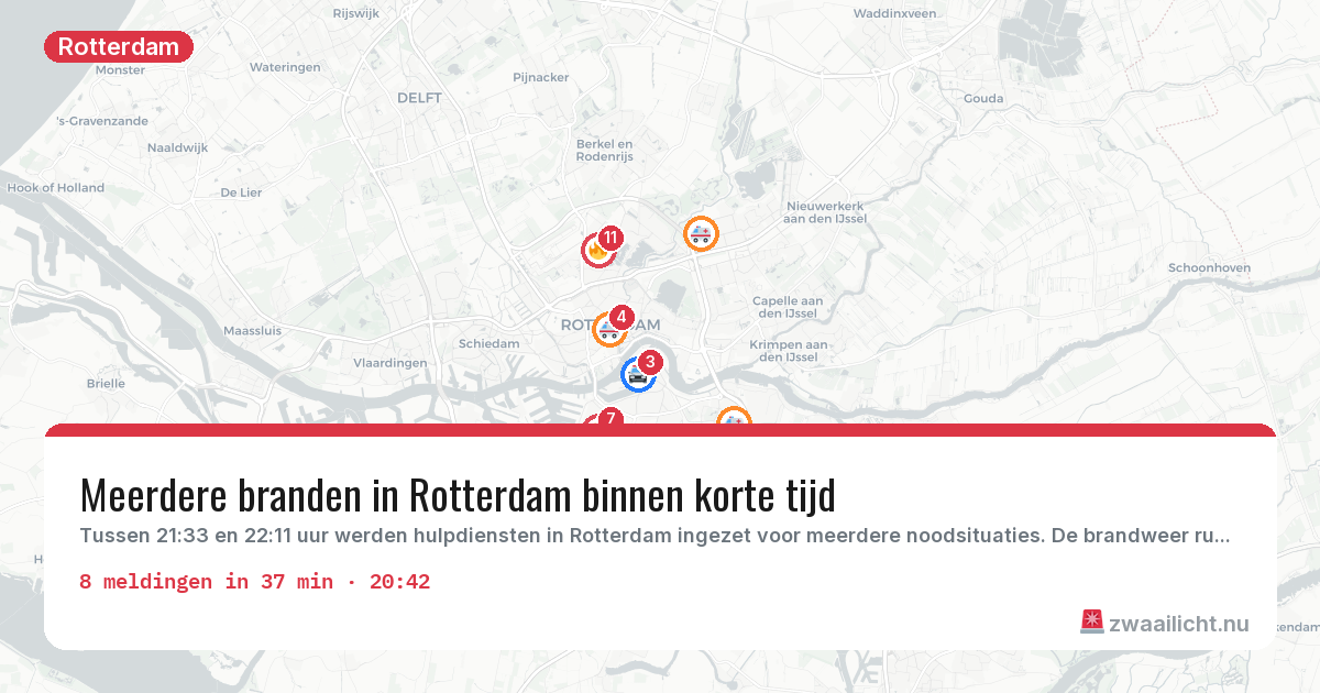 Kaart van de activiteitspiek bij Rotterdam