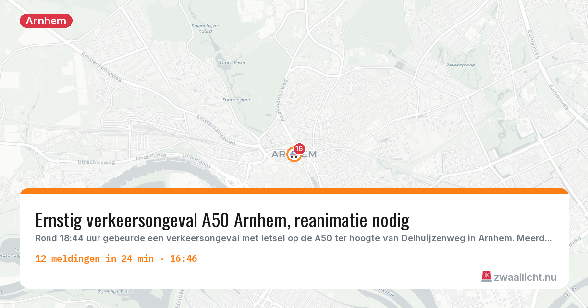 Kaart van de activiteitspiek bij Arnhem