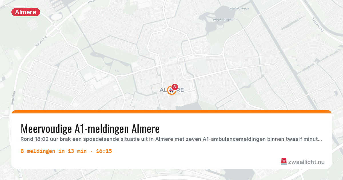 Kaart van de activiteitspiek bij Almere