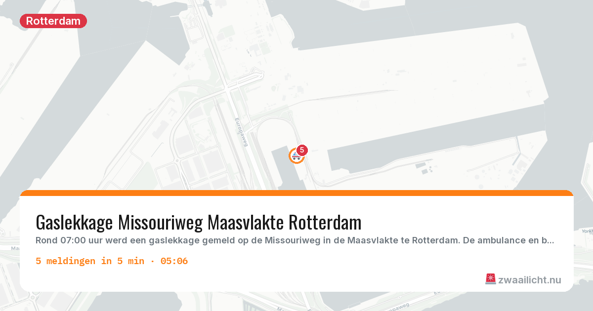 Kaart van de activiteitspiek bij Rotterdam