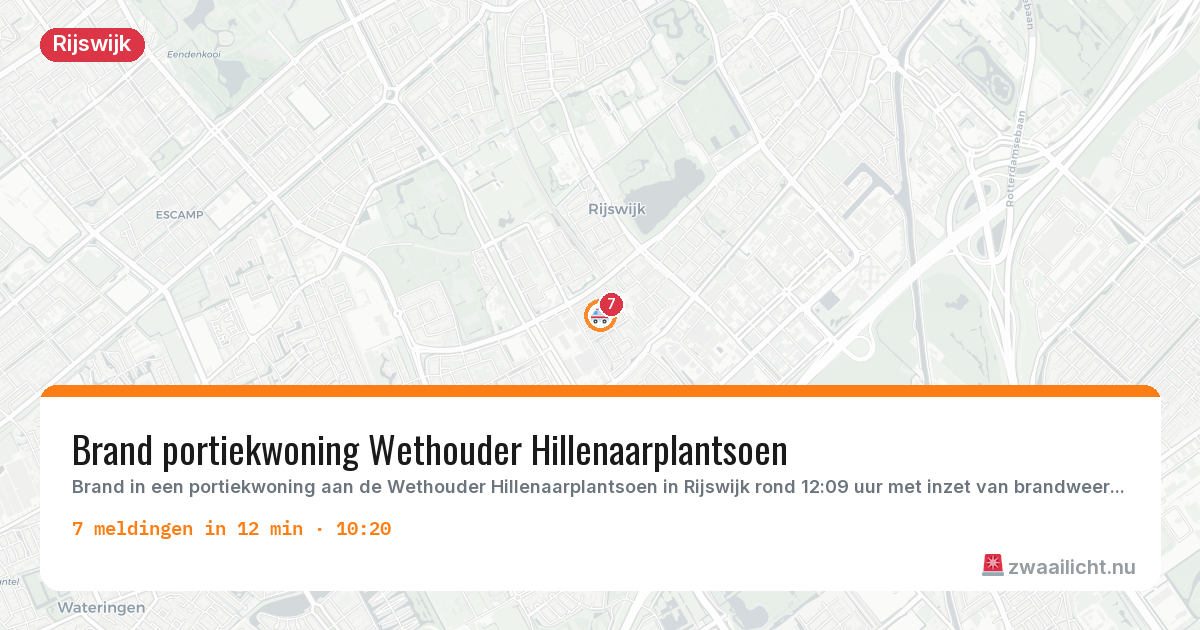 Kaart van de activiteitspiek bij Rijswijk