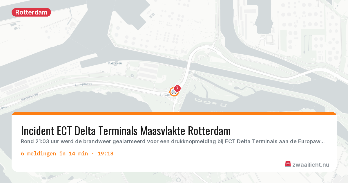 Kaart van de activiteitspiek bij Rotterdam