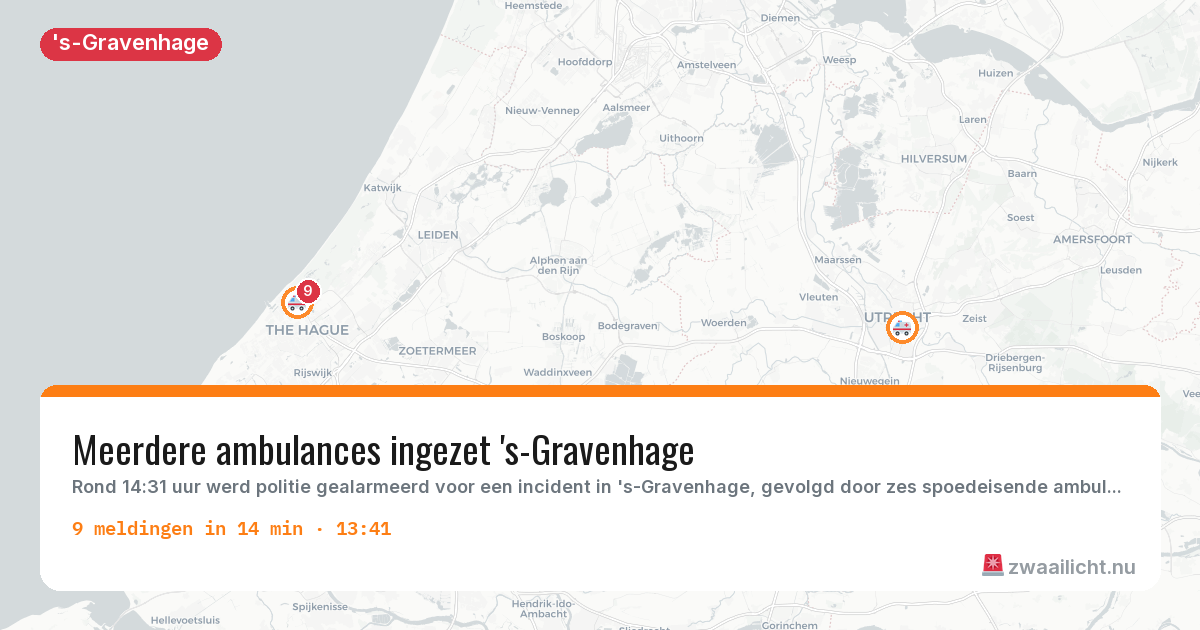 Kaart van de activiteitspiek bij 's-Gravenhage