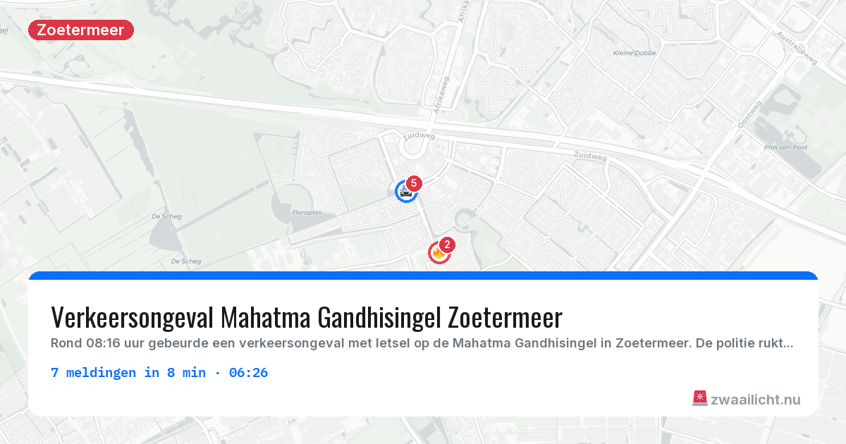 Kaart van de activiteitspiek bij Zoetermeer