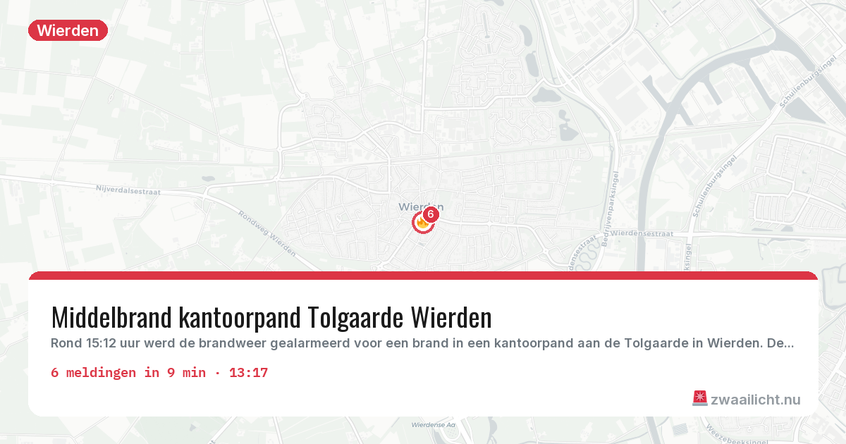 Kaart van de activiteitspiek bij Wierden