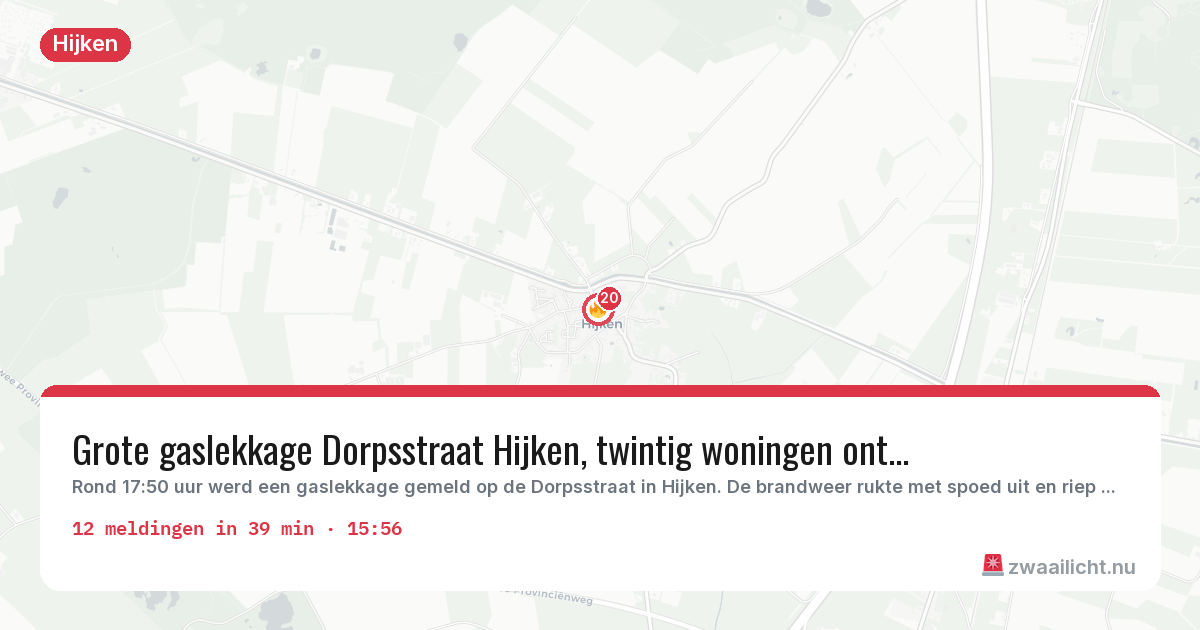 Kaart van de activiteitspiek bij Hijken