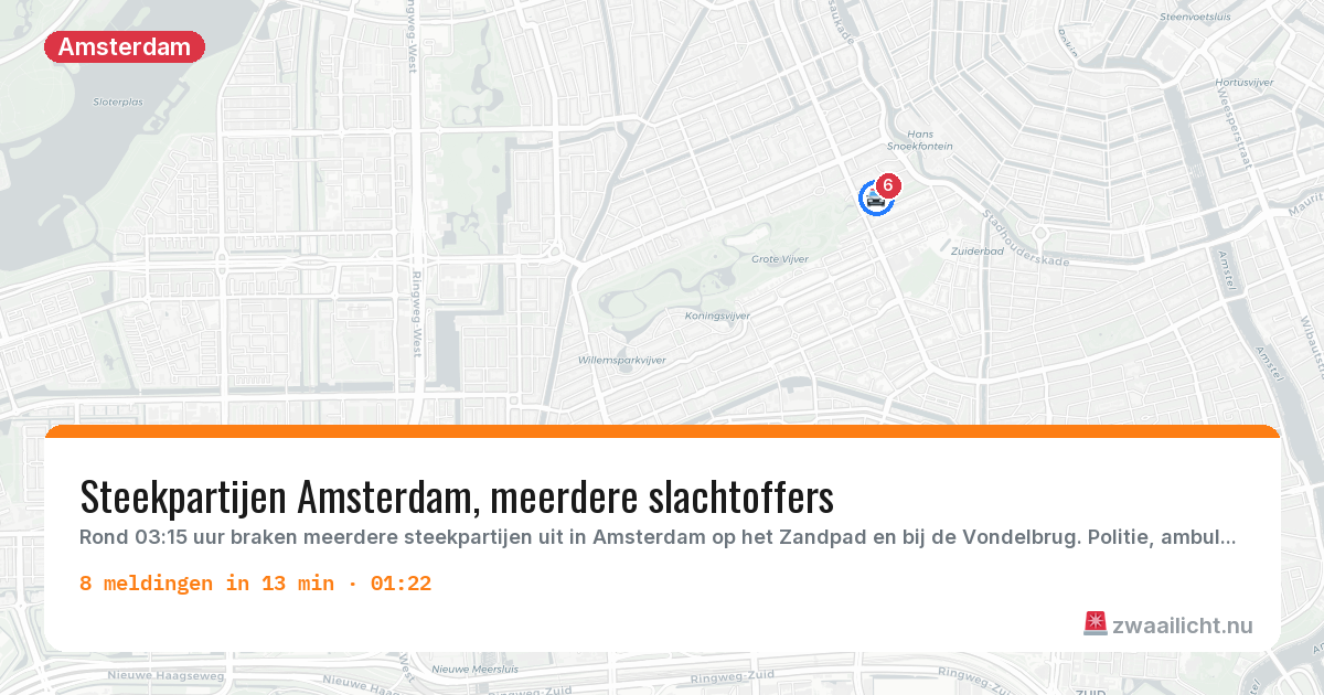 Kaart van de activiteitspiek bij Amsterdam