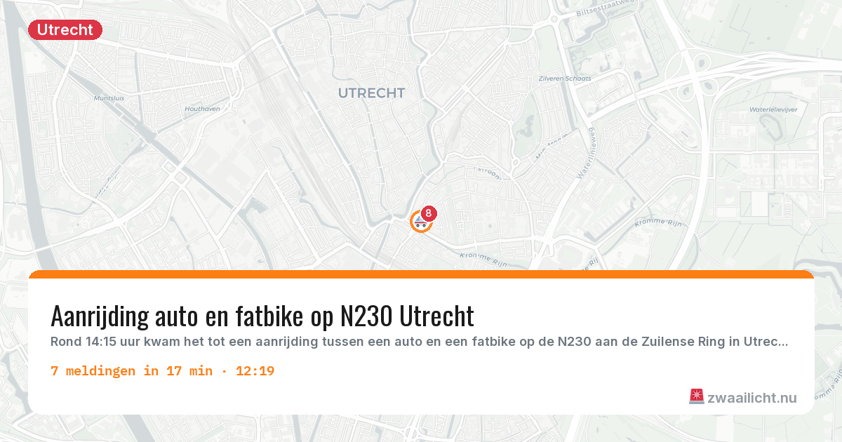 Kaart van de activiteitspiek bij Utrecht