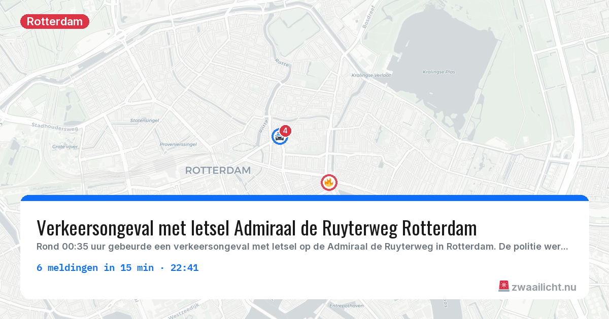 Kaart van de activiteitspiek bij Rotterdam