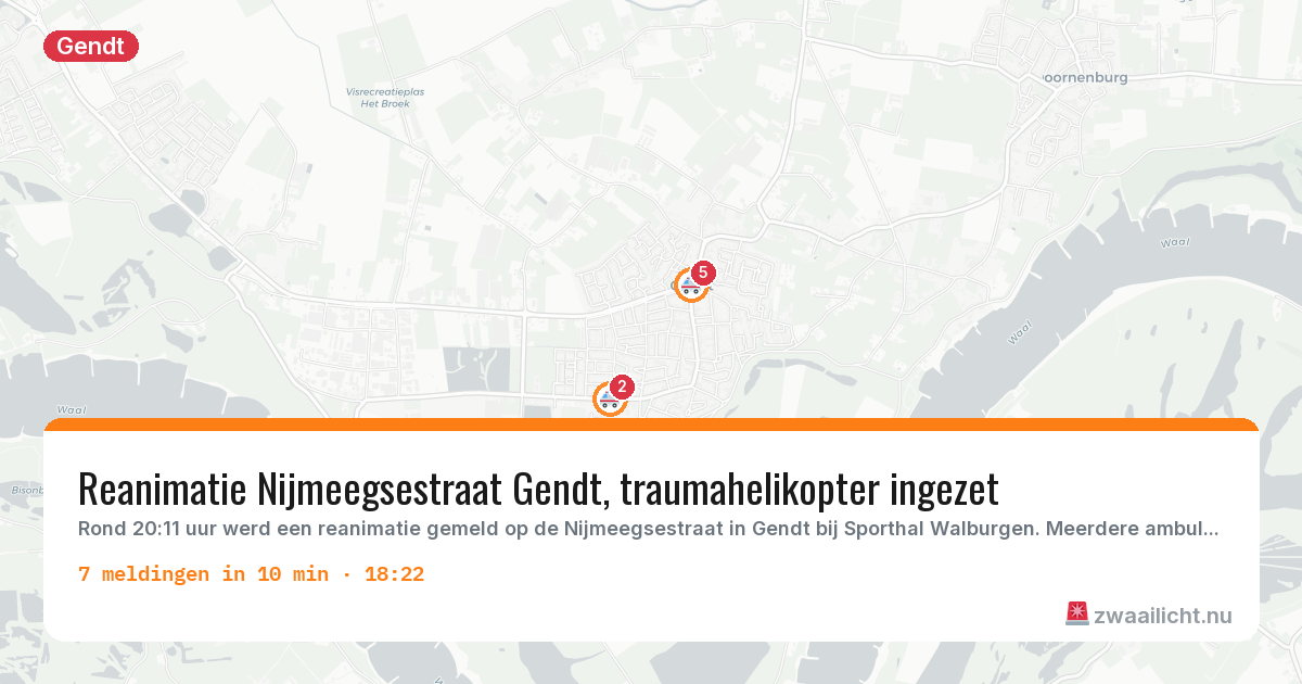 Kaart van de activiteitspiek bij Gendt