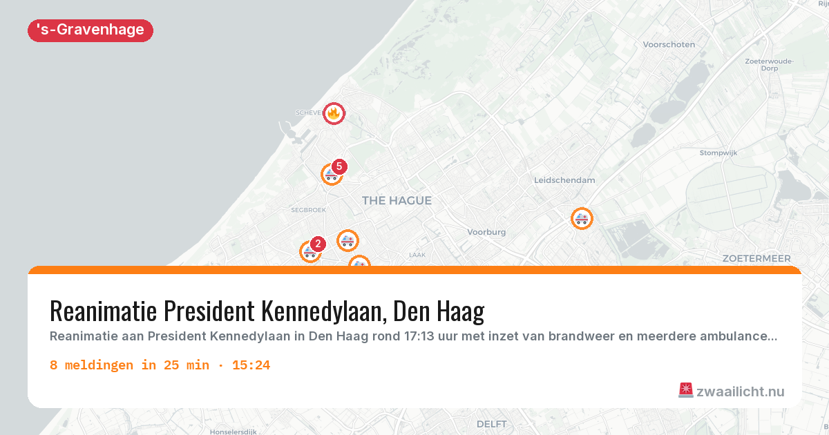 Kaart van de activiteitspiek bij 's-Gravenhage