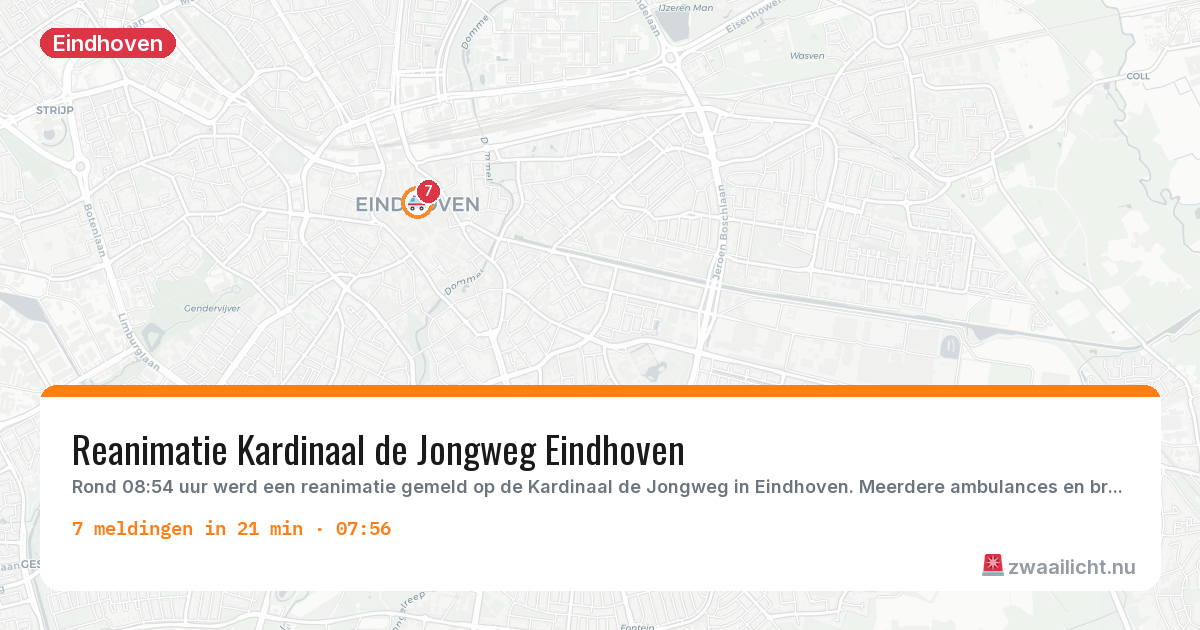 Kaart van de activiteitspiek bij Eindhoven