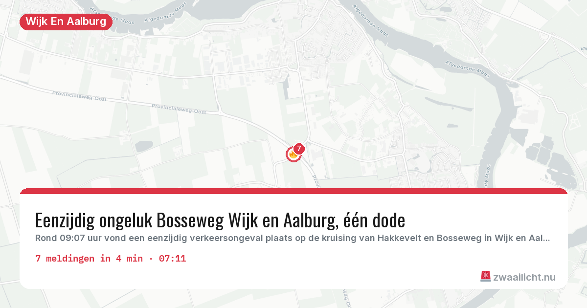 Kaart van de activiteitspiek bij Wijk En Aalburg