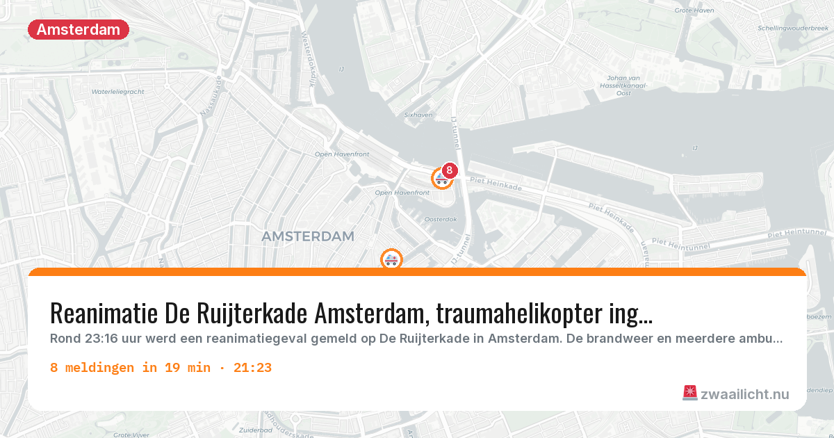 Kaart van de activiteitspiek bij Amsterdam