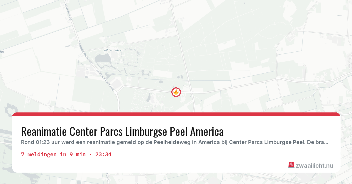 Kaart van de activiteitspiek bij America