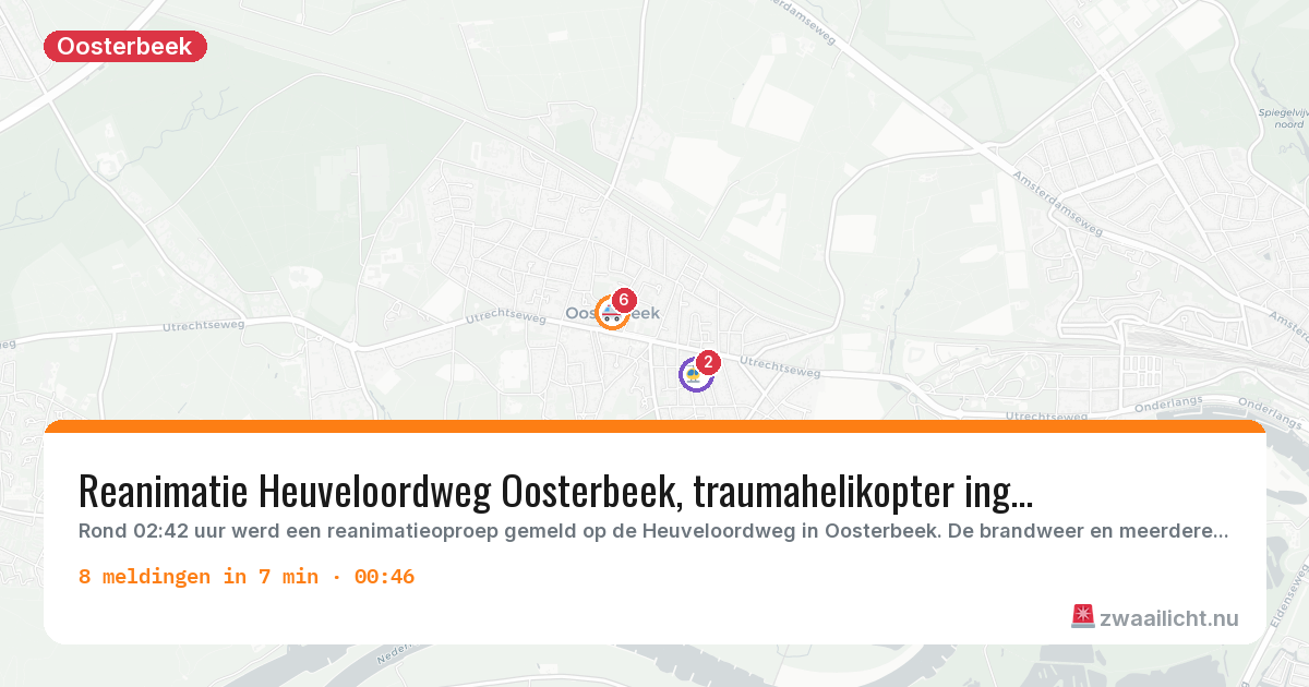 Kaart van de activiteitspiek bij Oosterbeek