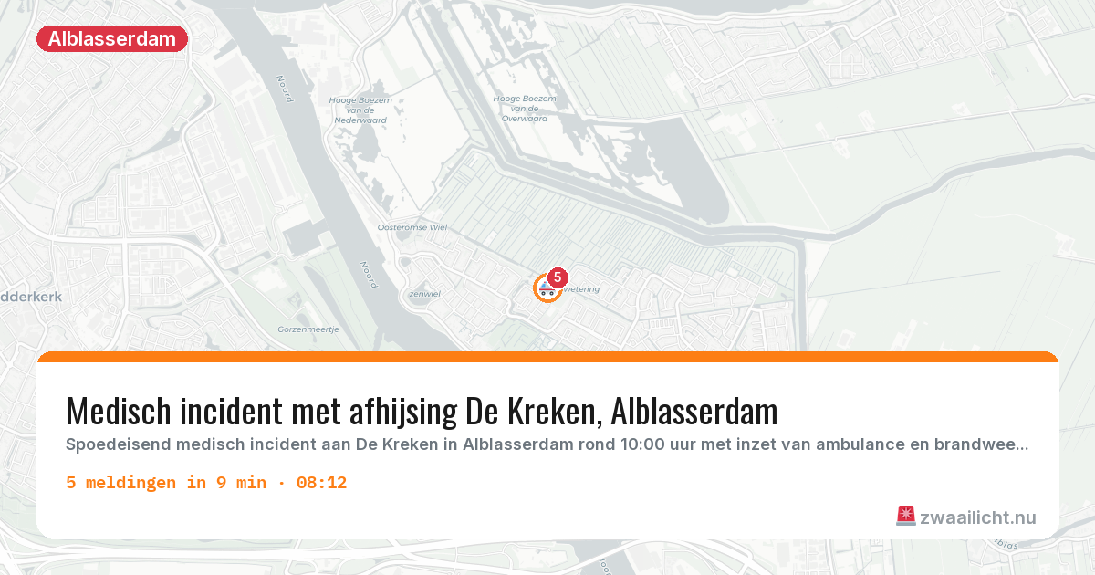 Kaart van de activiteitspiek bij Alblasserdam