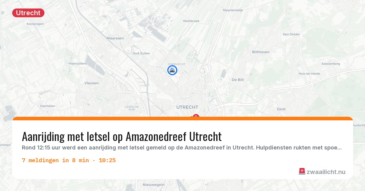 Kaart van de activiteitspiek bij Utrecht