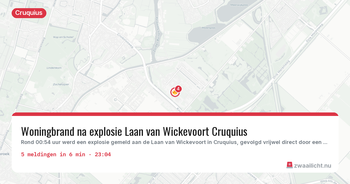 Kaart van de activiteitspiek bij Cruquius