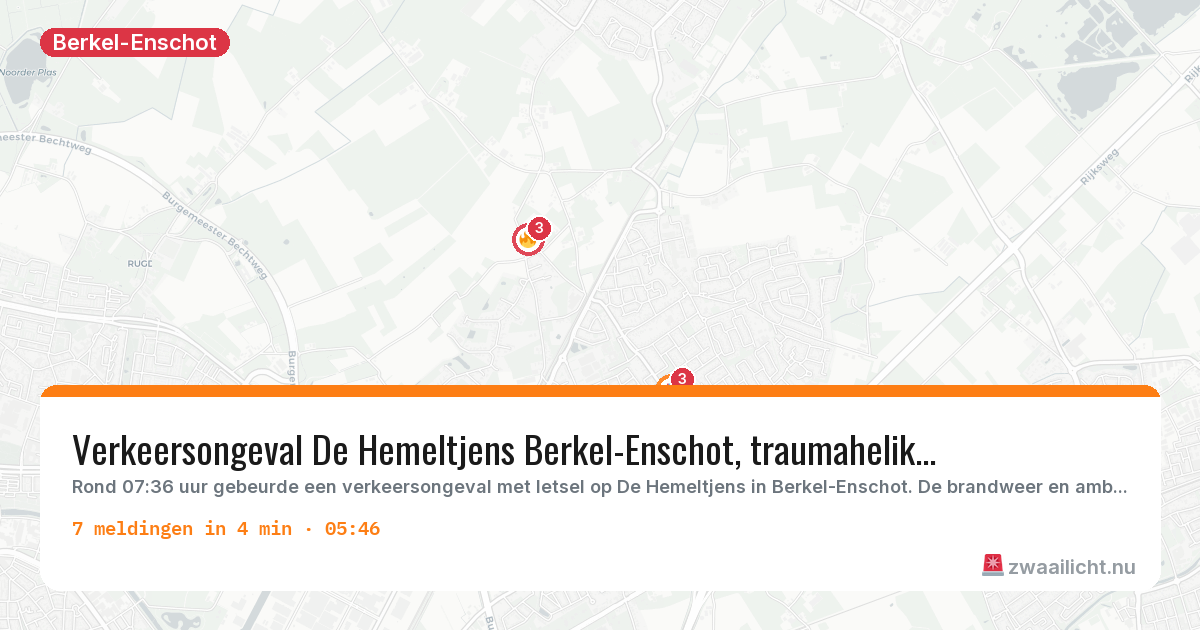 Kaart van de activiteitspiek bij Berkel-Enschot