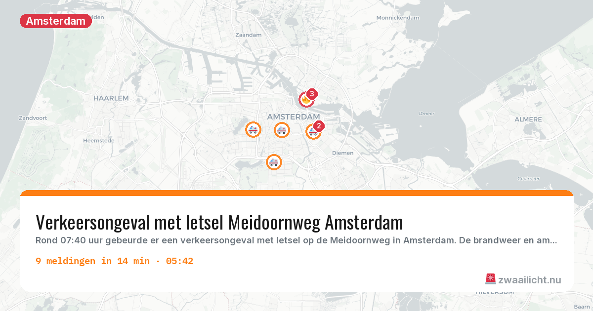 Kaart van de activiteitspiek bij Amsterdam