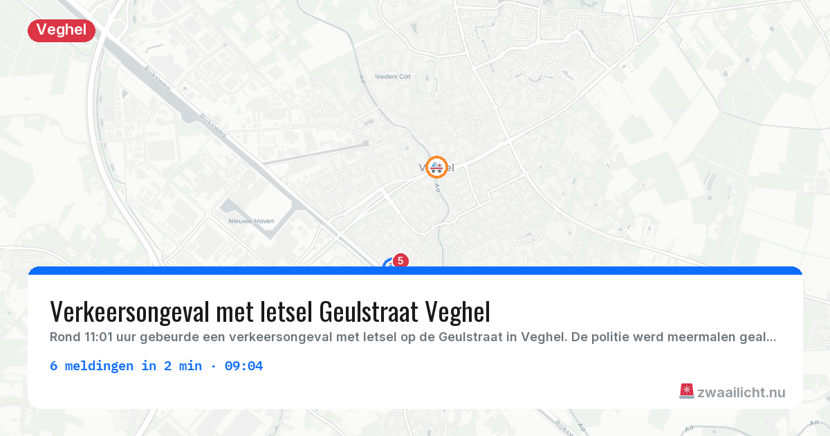 Kaart van de activiteitspiek bij Veghel