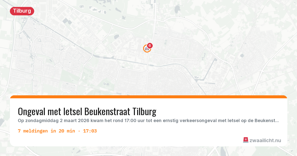 Kaart van de activiteitspiek bij Tilburg