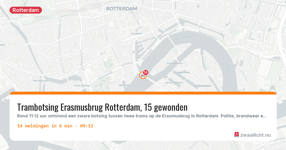 Kaart van de activiteitspiek bij Rotterdam