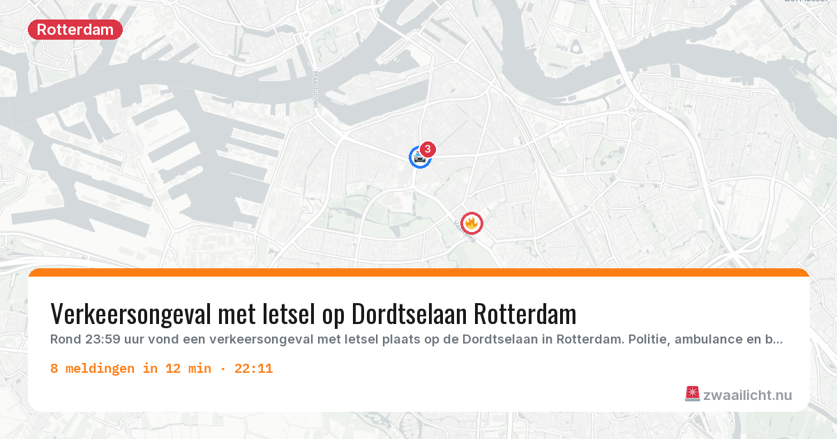 Kaart van de activiteitspiek bij Rotterdam