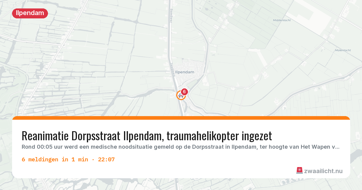 Kaart van de activiteitspiek bij Ilpendam