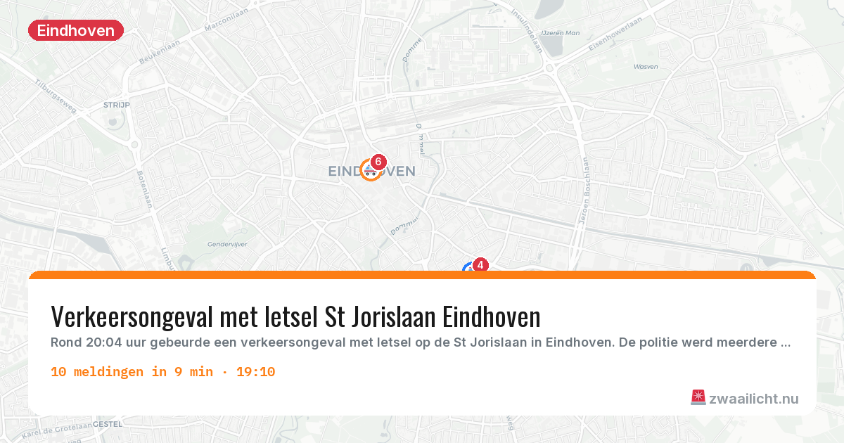 Kaart van de activiteitspiek bij Eindhoven