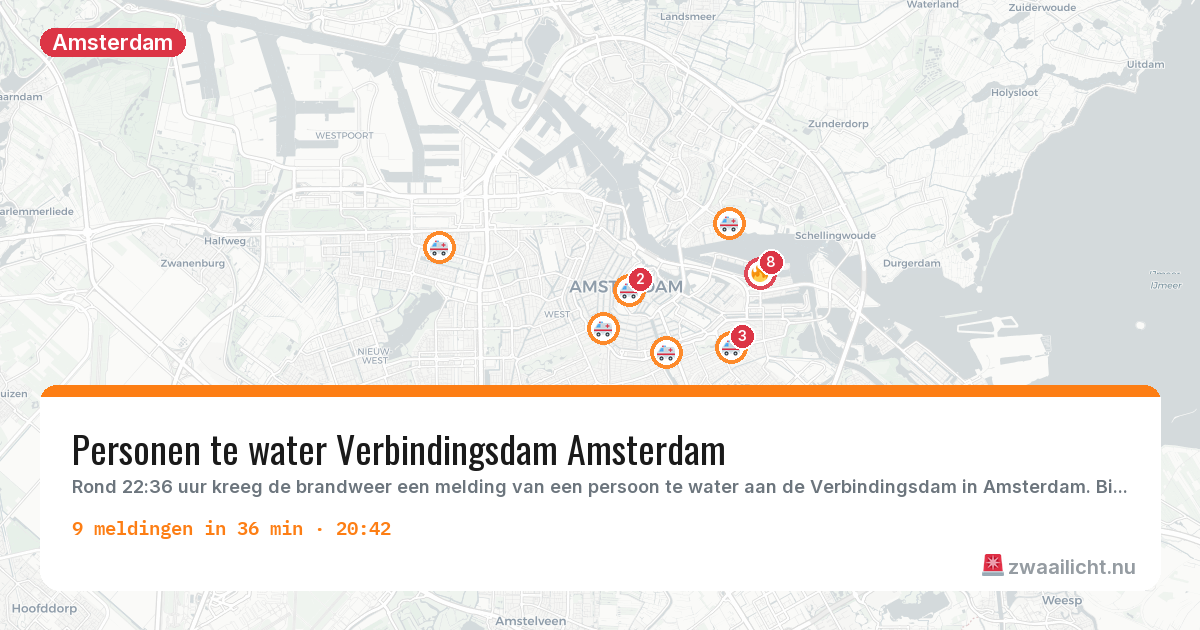 Kaart van de activiteitspiek bij Amsterdam