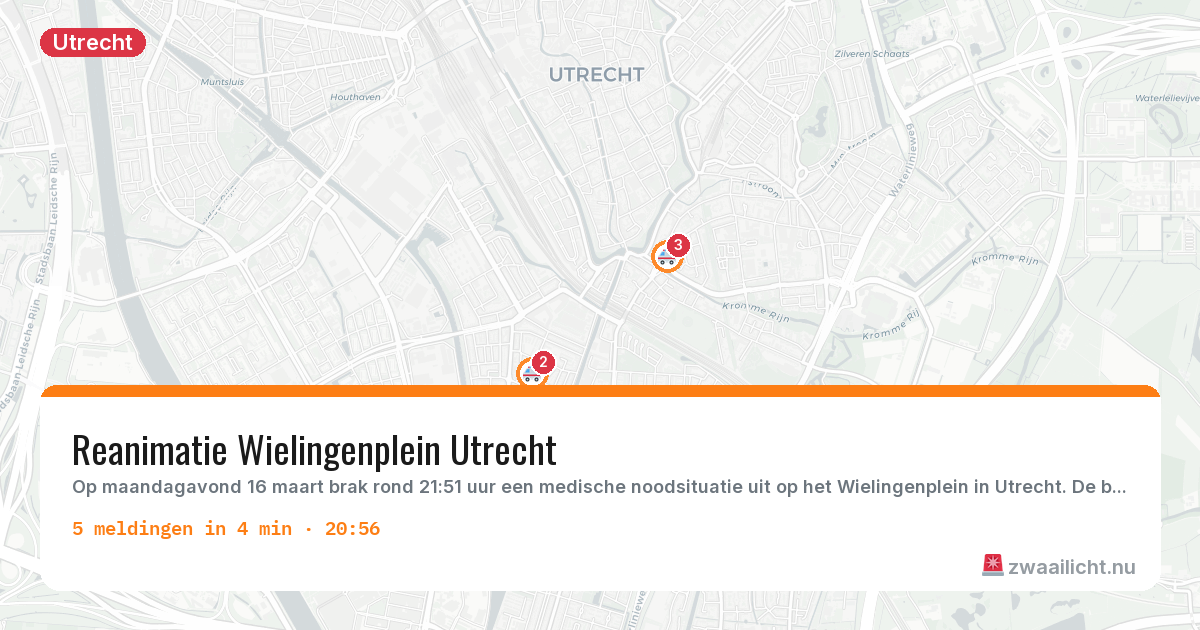 Kaart van de activiteitspiek bij Utrecht