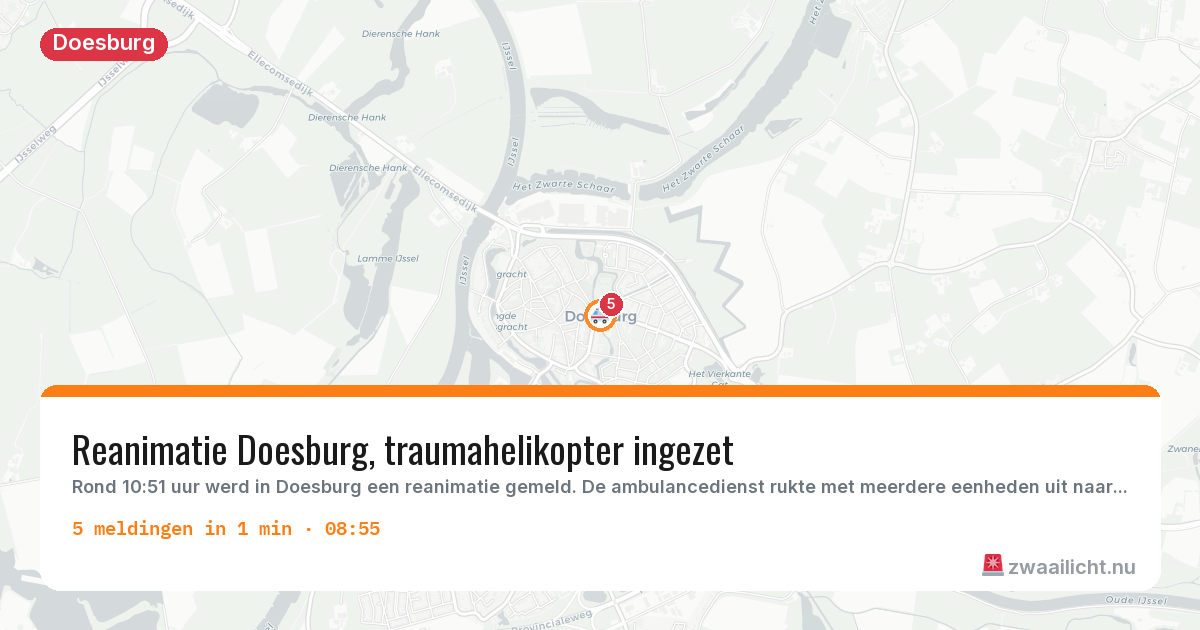 Kaart van de activiteitspiek bij Doesburg