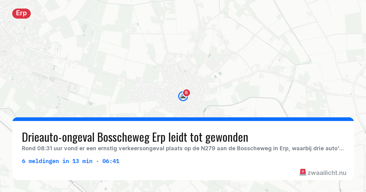 Kaart van de activiteitspiek bij Erp
