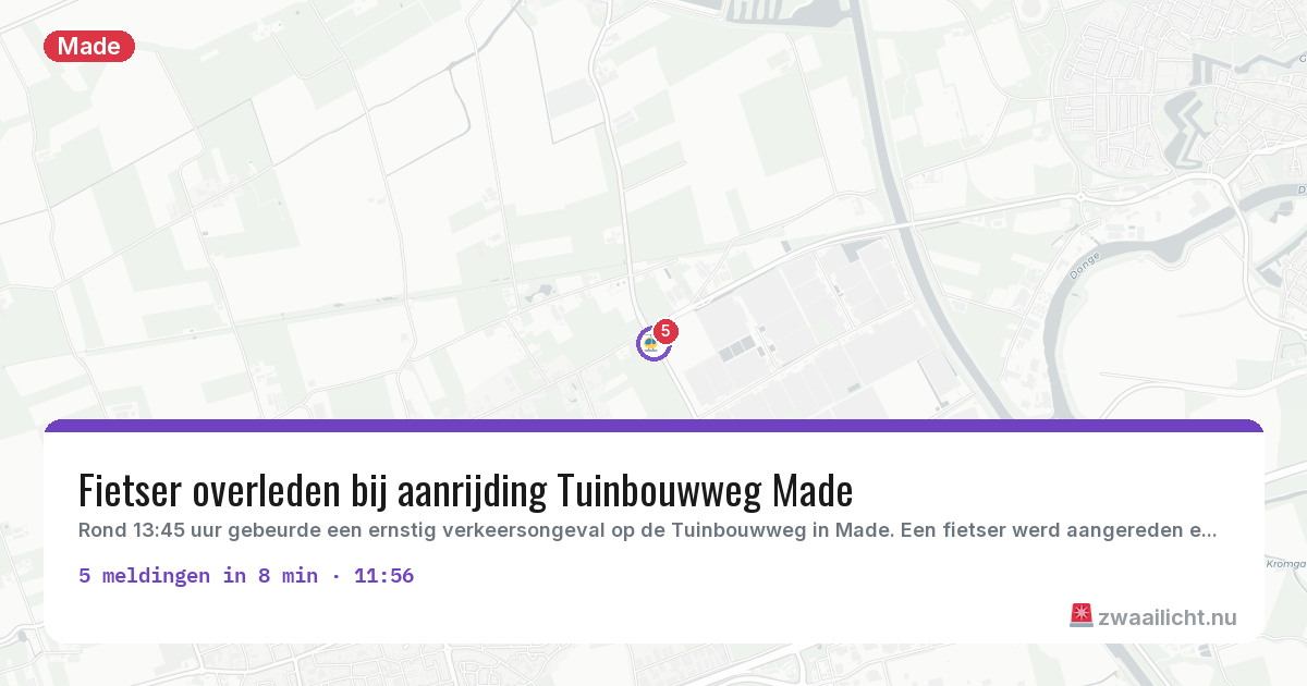 Kaart van de activiteitspiek bij Made