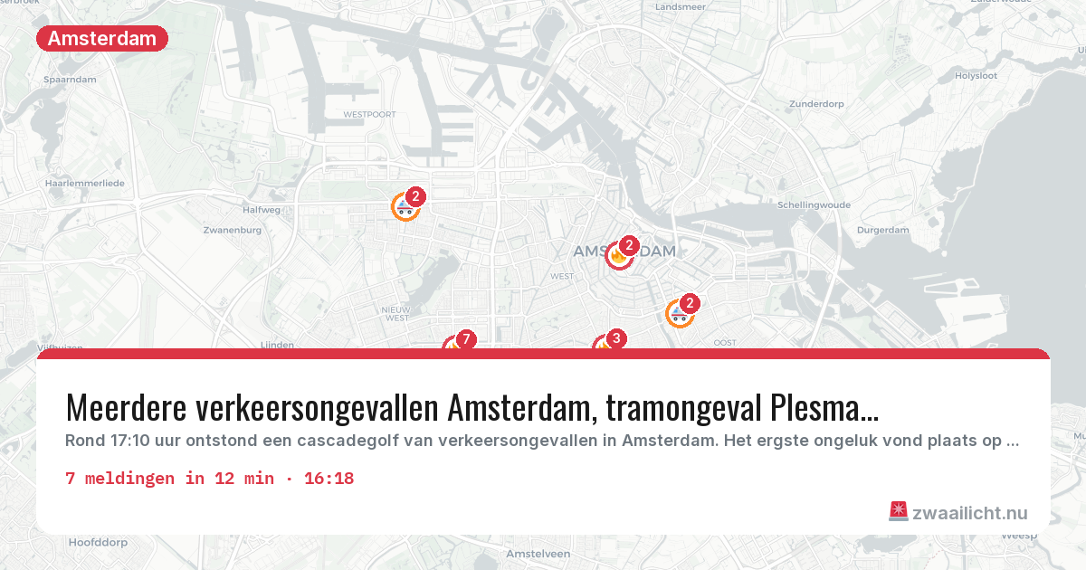 Kaart van de activiteitspiek bij Amsterdam