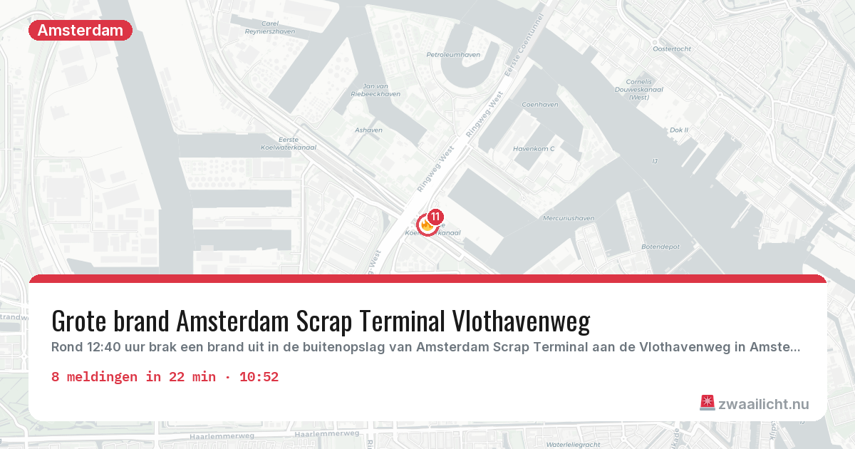 Kaart van de activiteitspiek bij Amsterdam