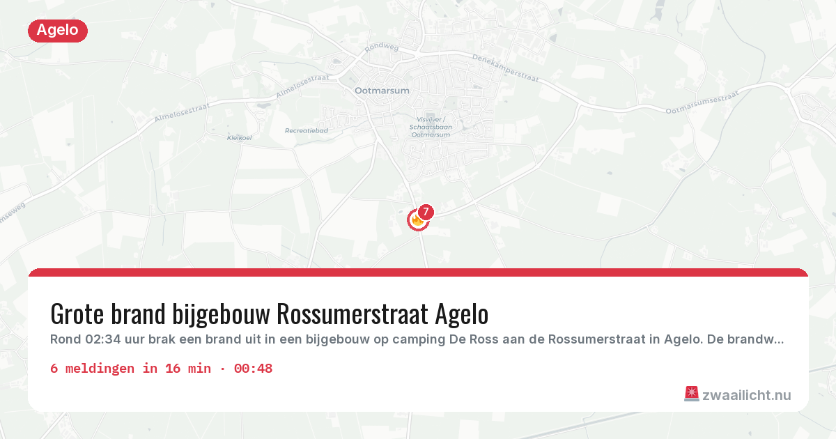 Kaart van de activiteitspiek bij Agelo