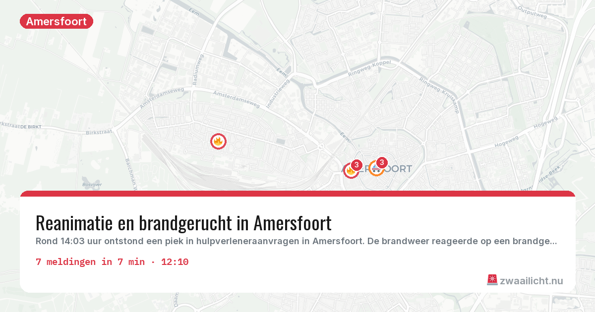 Kaart van de activiteitspiek bij Amersfoort