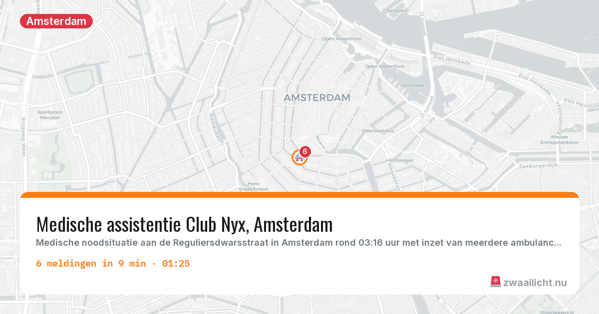 Kaart van de activiteitspiek bij Amsterdam