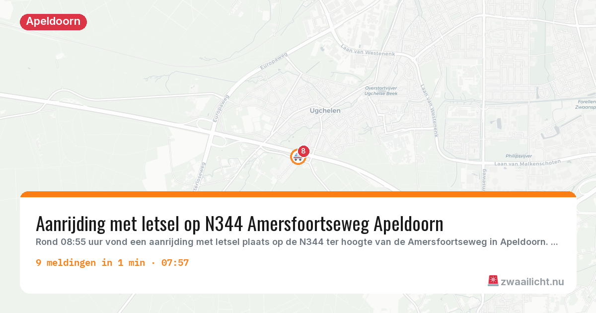 Kaart van de activiteitspiek bij Apeldoorn