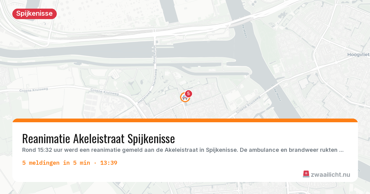 Kaart van de activiteitspiek bij Spijkenisse