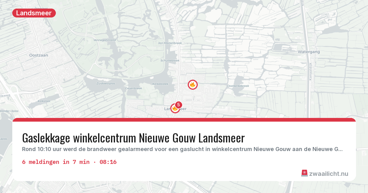 Kaart van de activiteitspiek bij Landsmeer